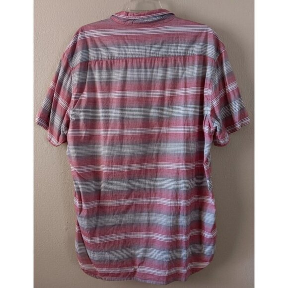 3/10 QUICKSILVER Button Up Shirt Modern Fit XXL Short Sleeve Red White Blue - Picture 5 of 6